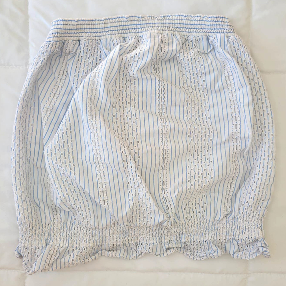Abercrombie & Fitch Smocked Blue and White Tube Top